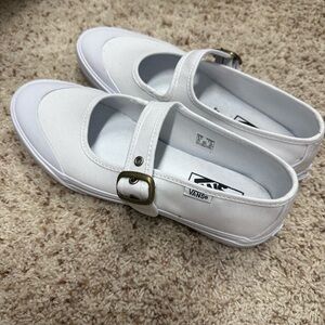 Vans White Canvas Mary Jane Strap Sneakers